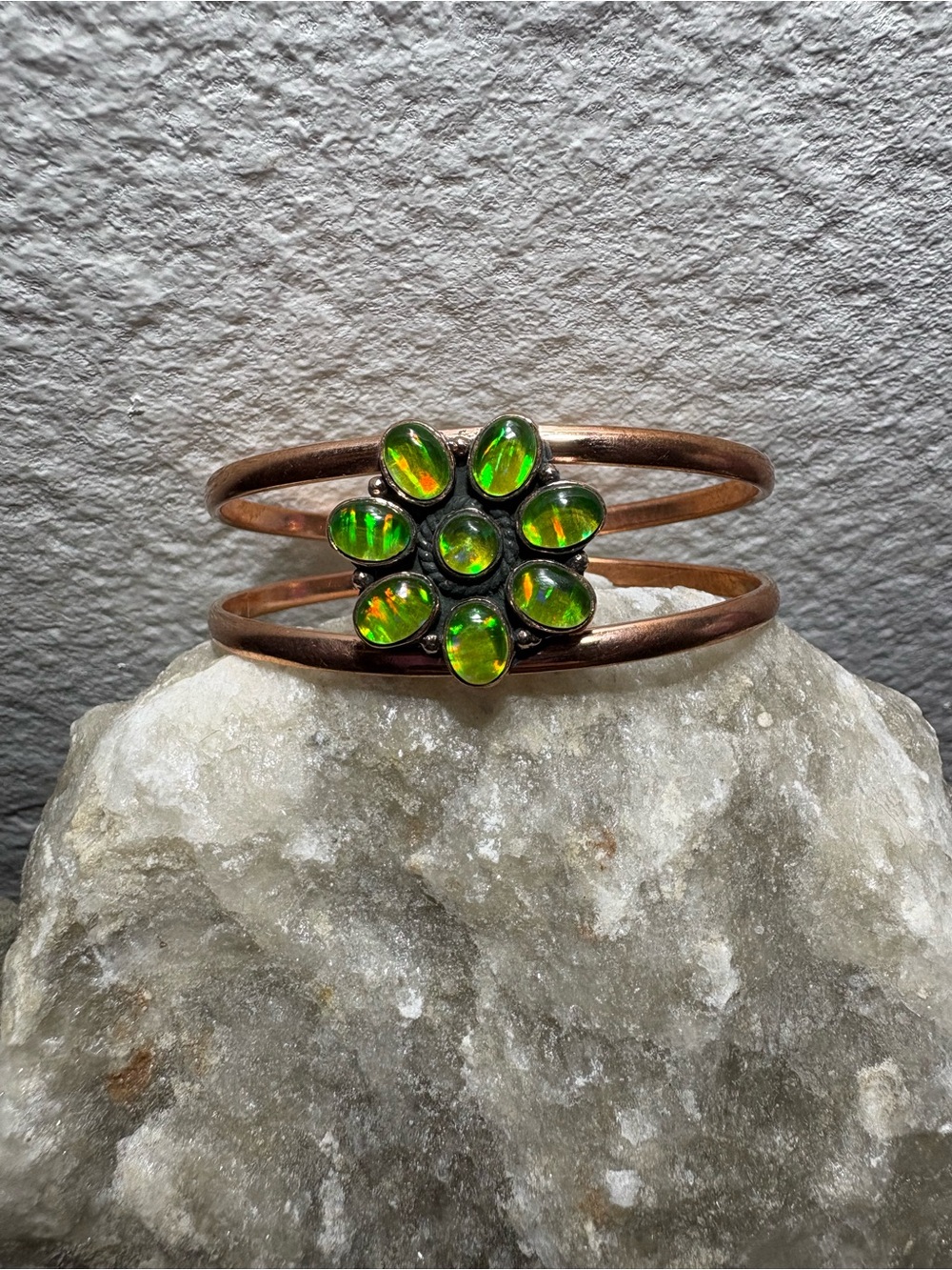 Aurora Opal Flower Copper bracelet